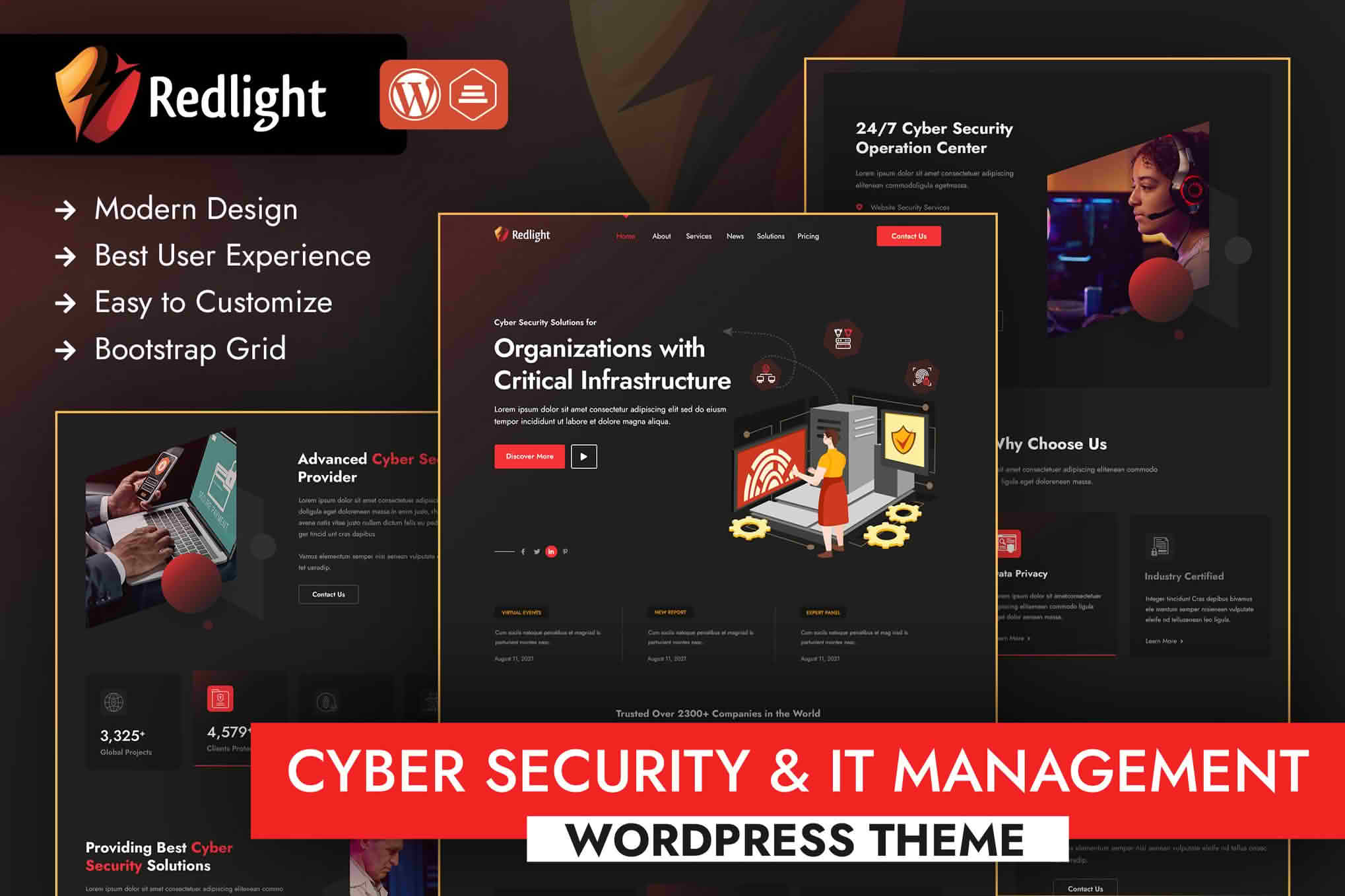 Download Redlight Cyber Security & IT Management WordPress Theme GPL WordPress Plugin