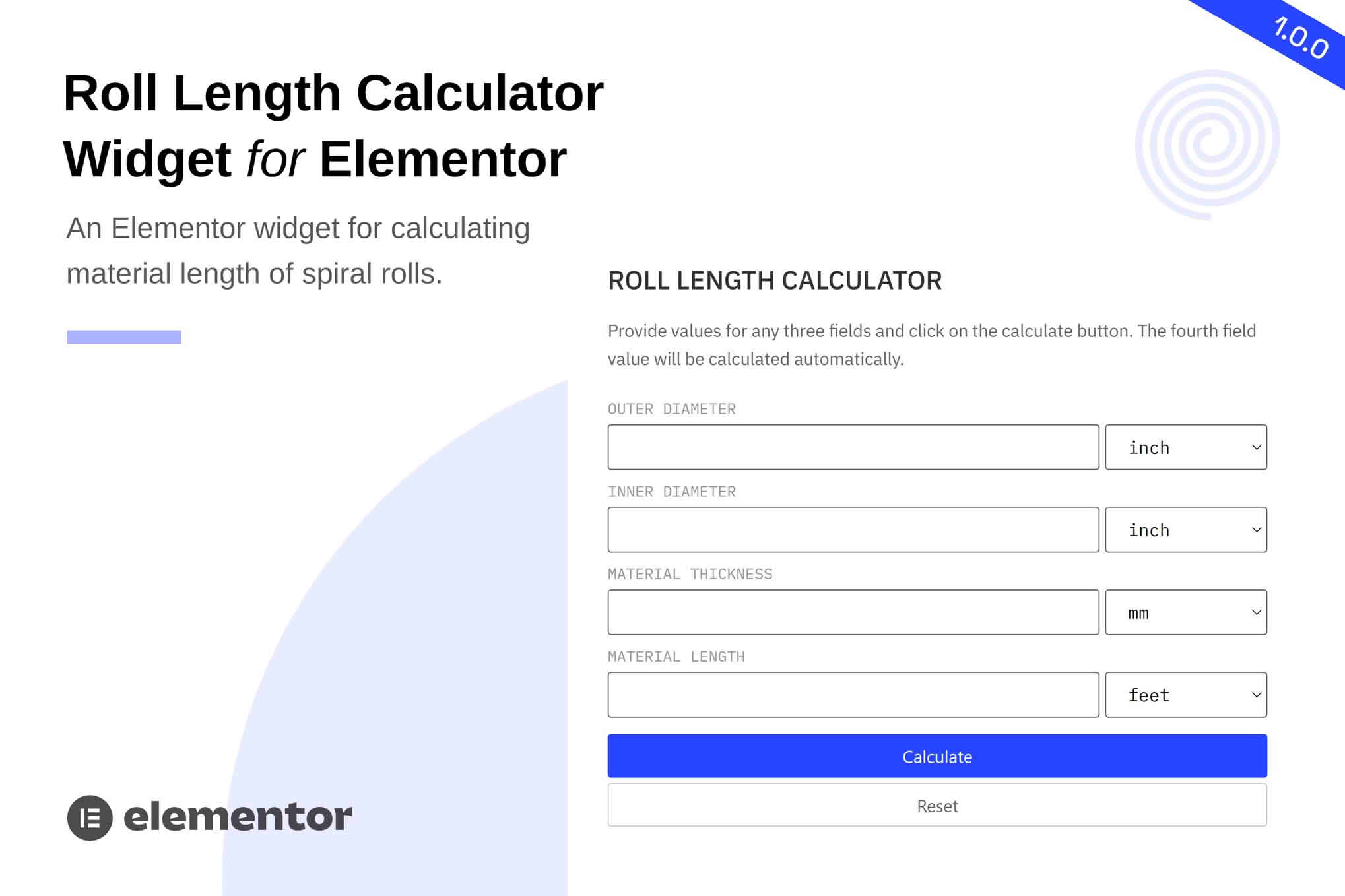 Download Roll Length Calculator Widget for Elementor