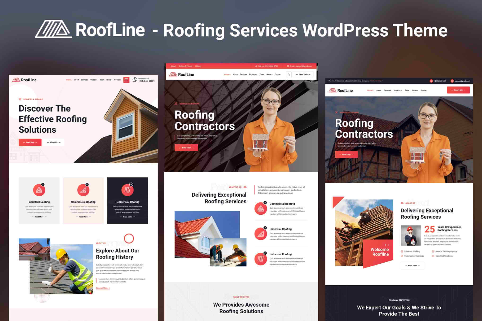 Download RoofLine - Roofing Services WordPress Theme GPL WordPress Plugin