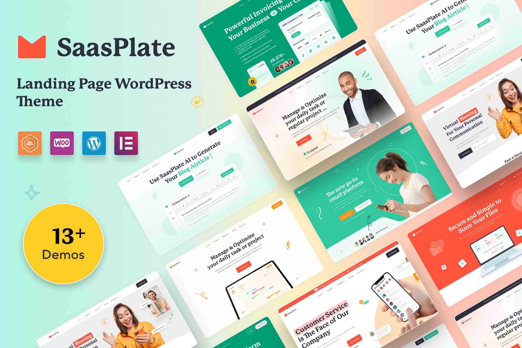 Download SaasPlate - Landing Page WordPress Theme GPL WordPress Plugin