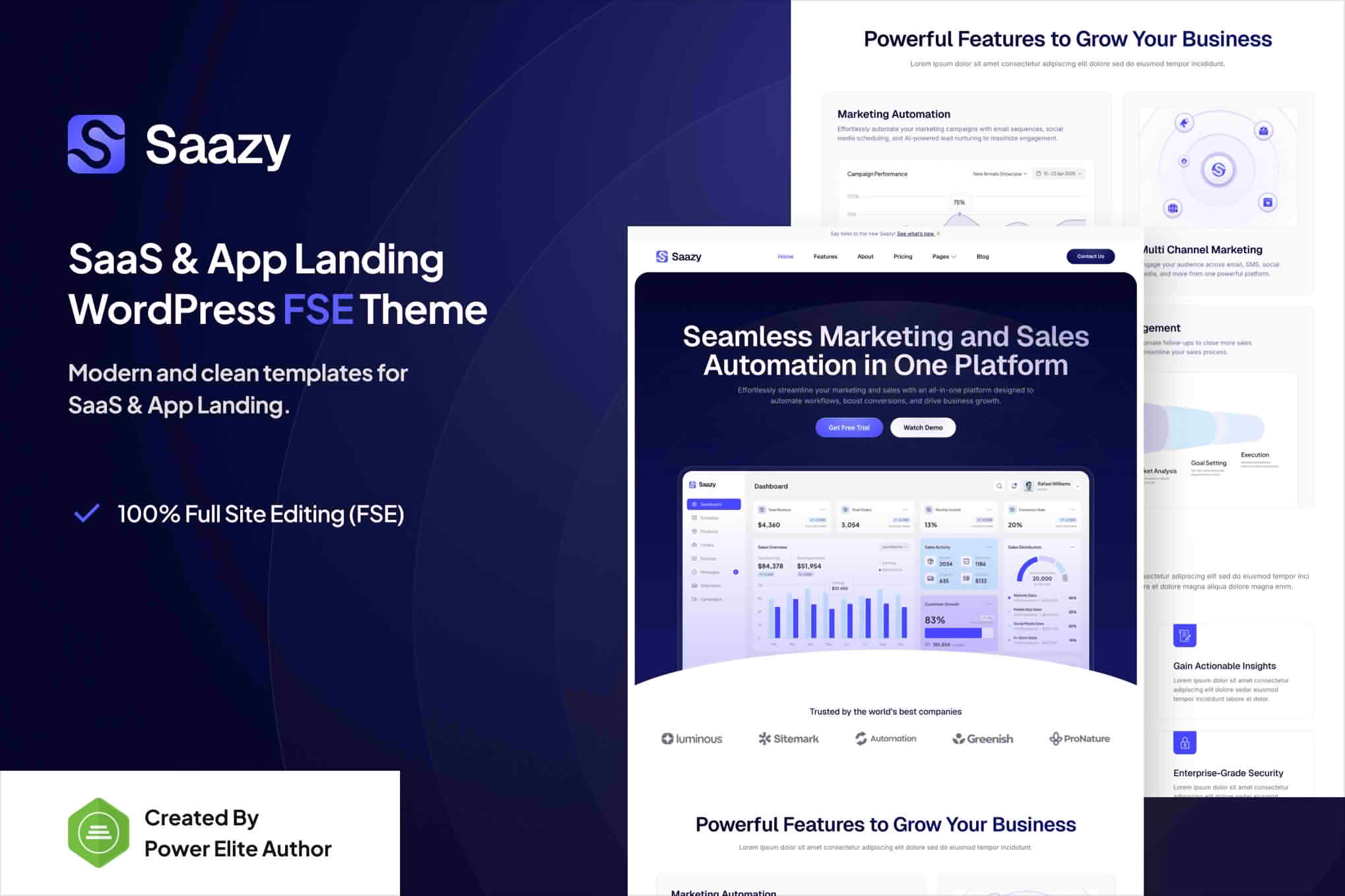 Saazy - SaaS & App Landing Page FSE WordPress Theme