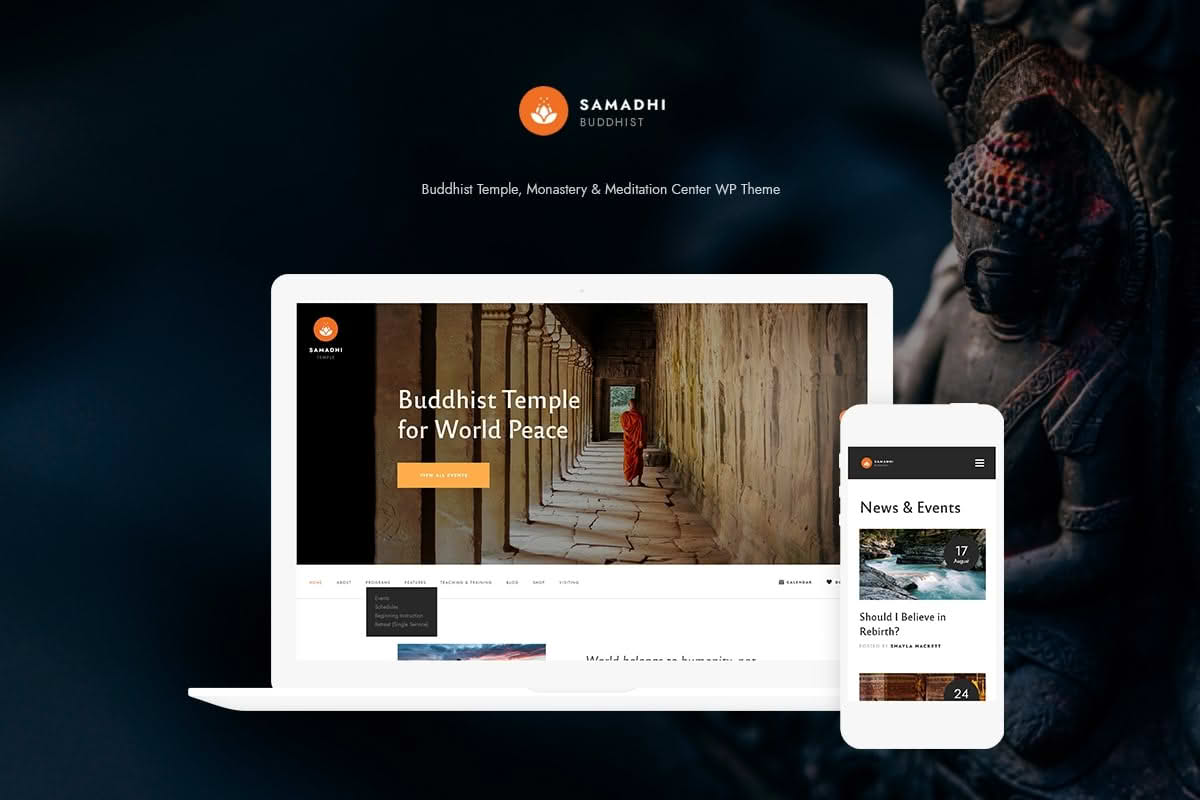 Download Samadhi | Oriental Buddhist Temple WordPress Theme GPL WordPress Plugin