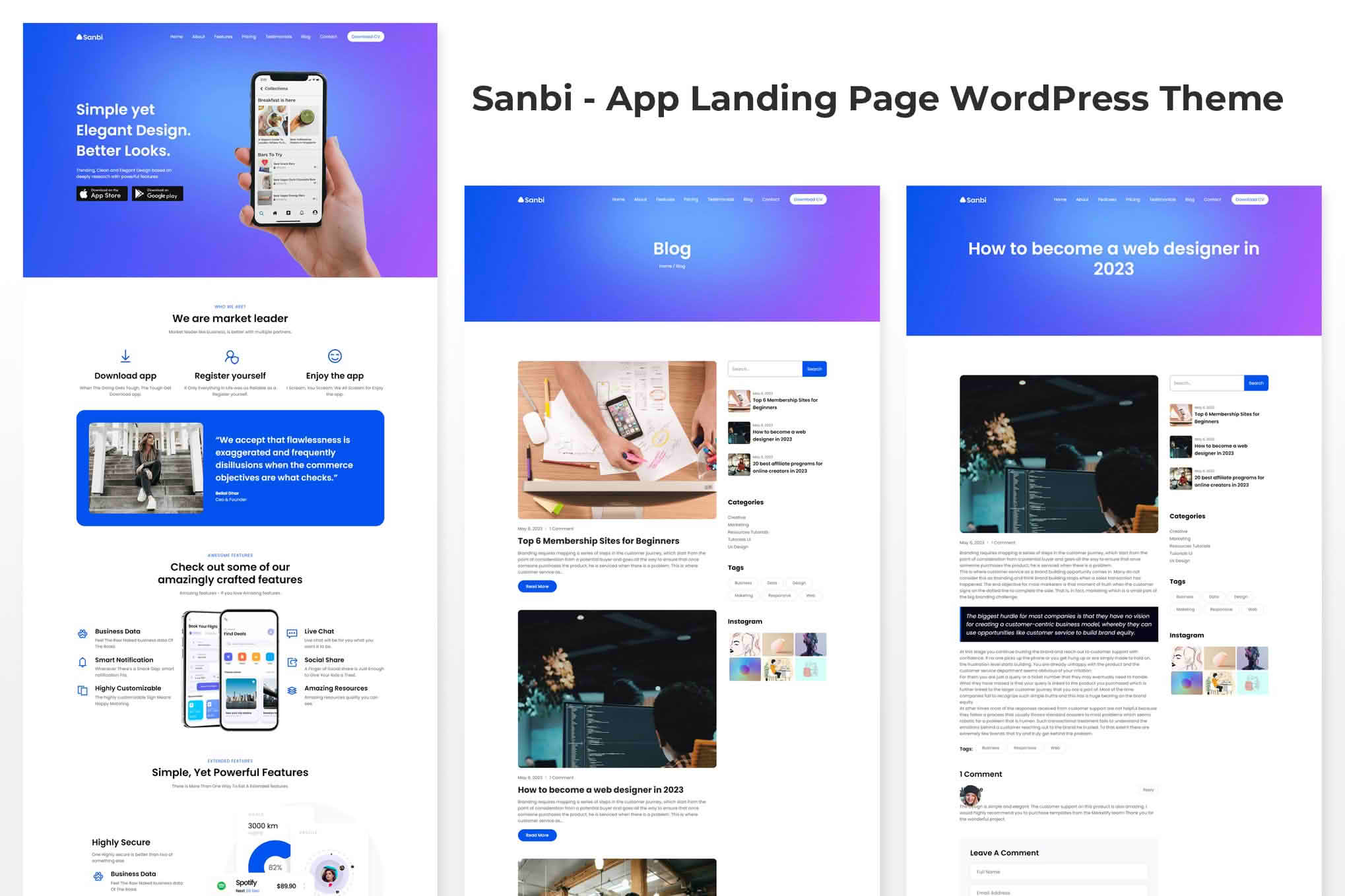 Download Sanbi - App Landing Page WordPress Theme GPL WordPress Plugin