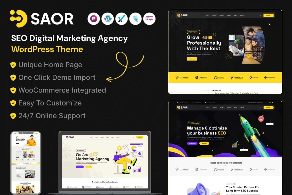 Download Saor - SEO Digital Marketing Agency WordPress Theme GPL WordPress Plugin