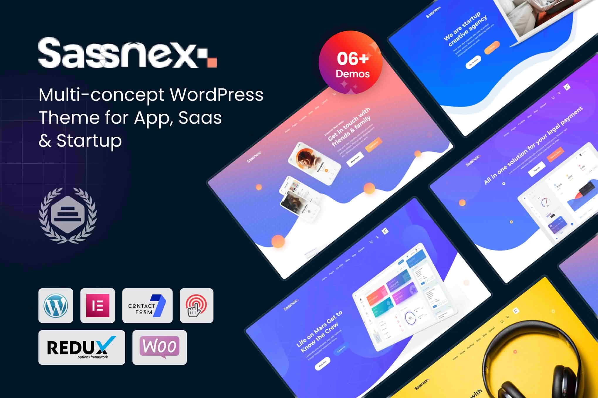 Download Sassnex - Multi-concept WordPress Theme for App