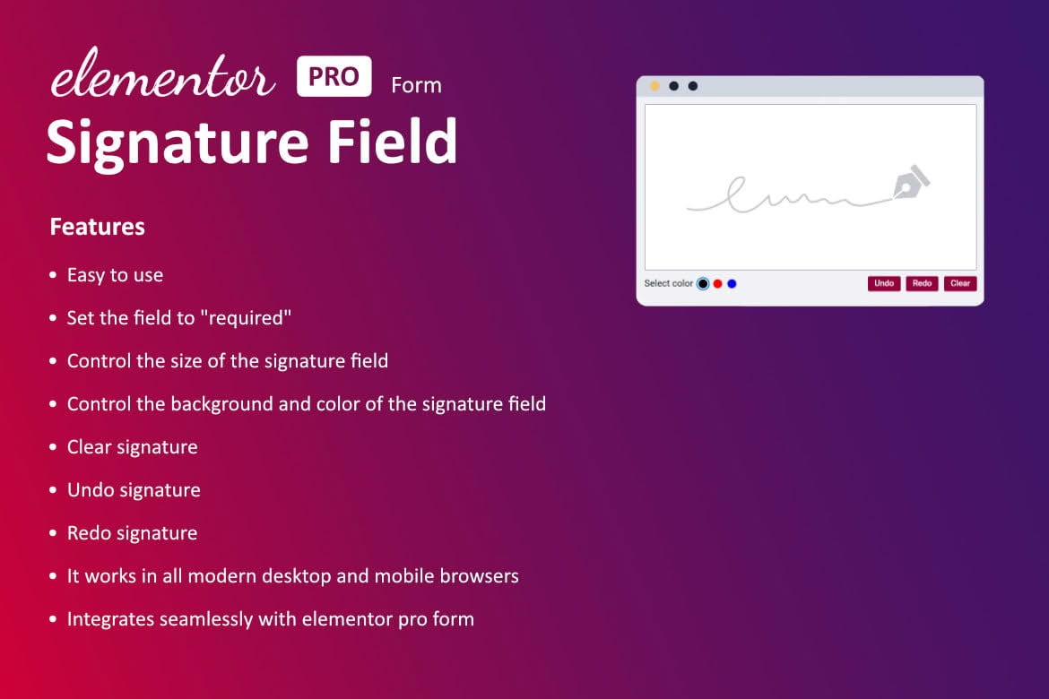 Download Signature Field for Elementor form