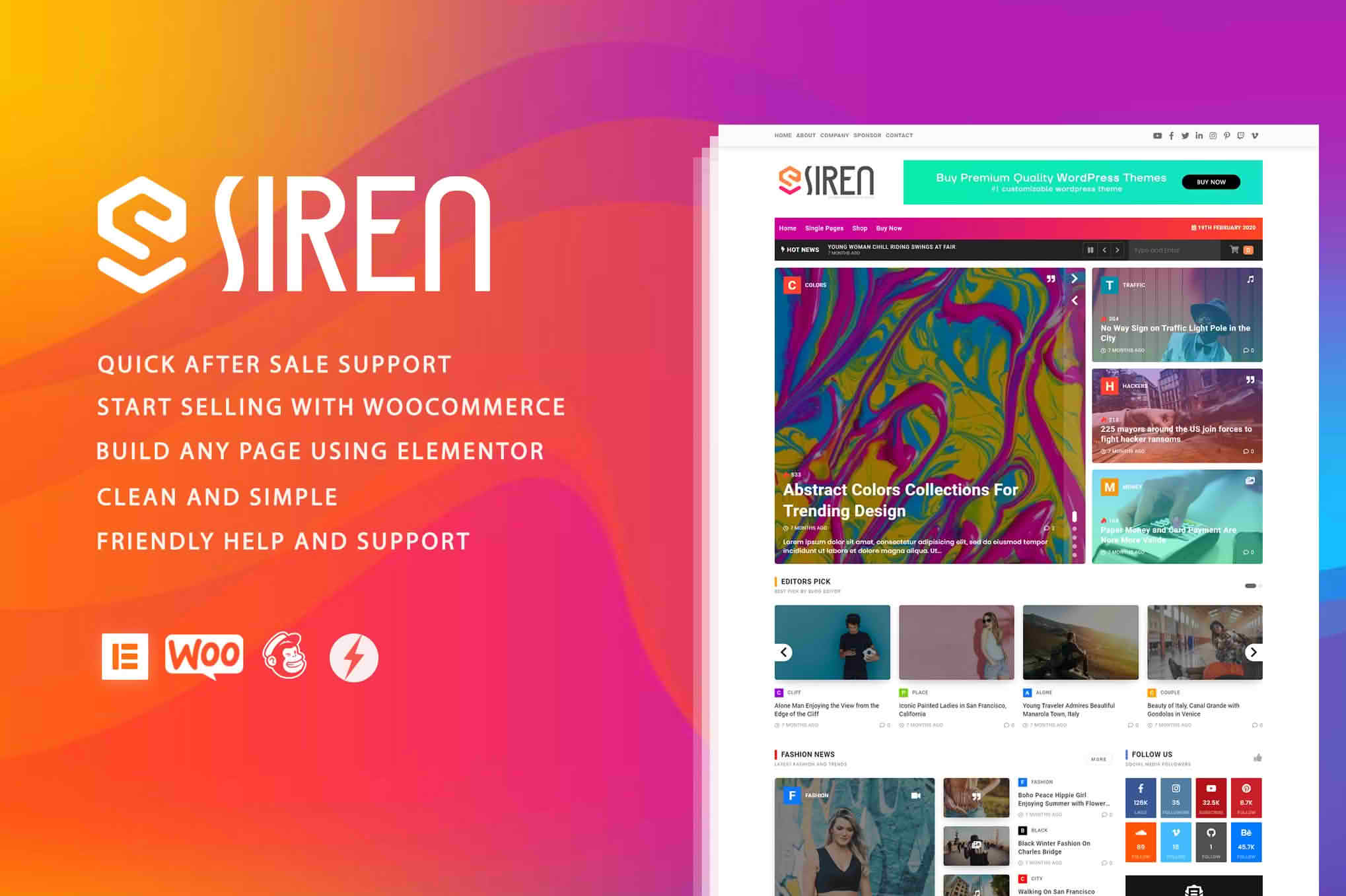 Download Siren - News Magazine Elementor WordPress Theme GPL WordPress Plugin