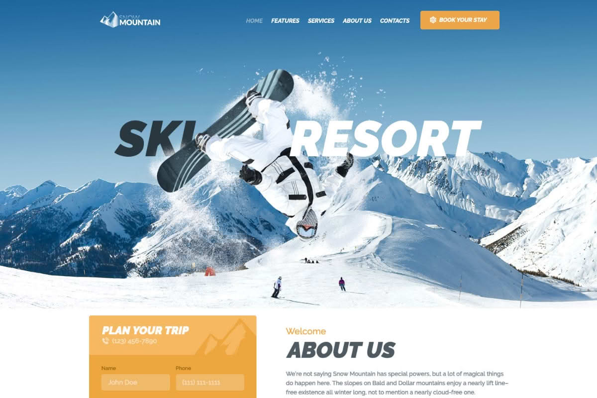 Download Snow Mountain | Ski Resort & Snowboard School WordPress Theme GPL WordPress Plugin