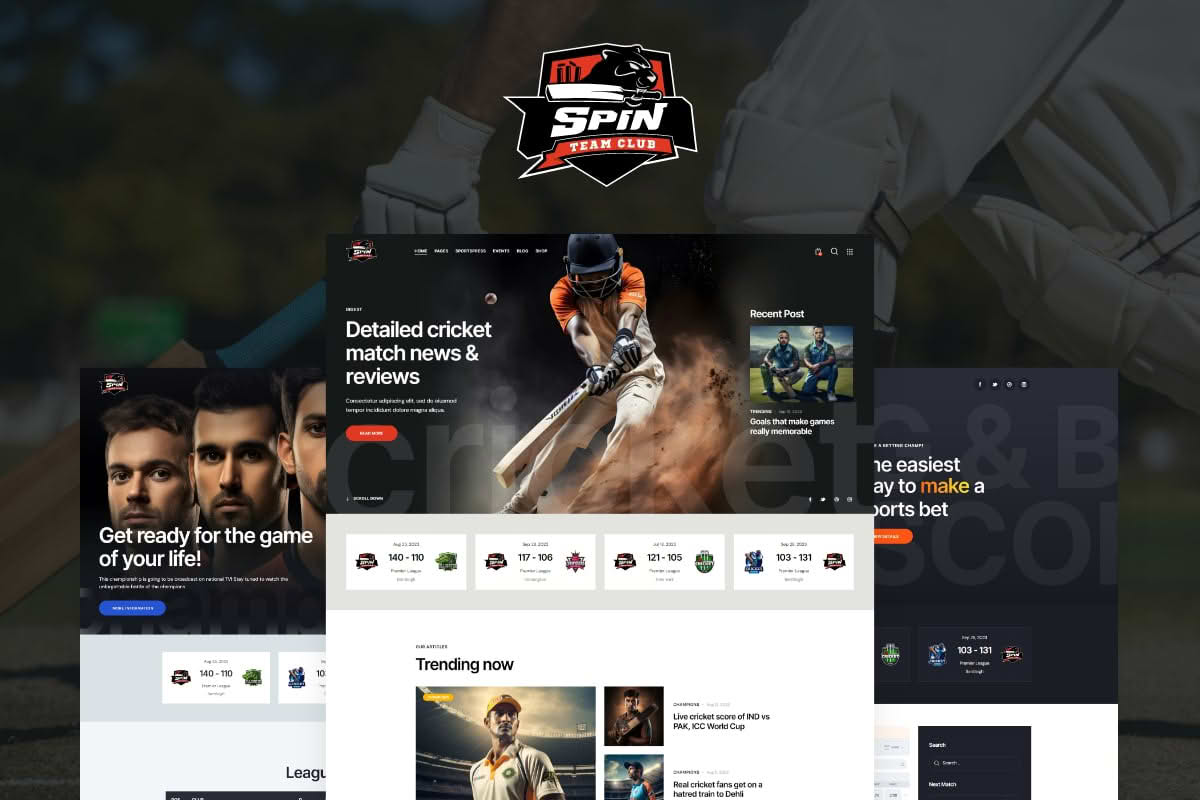 Download Spin - Cricket Team Sports WordPress Theme + AI GPL WordPress Plugin