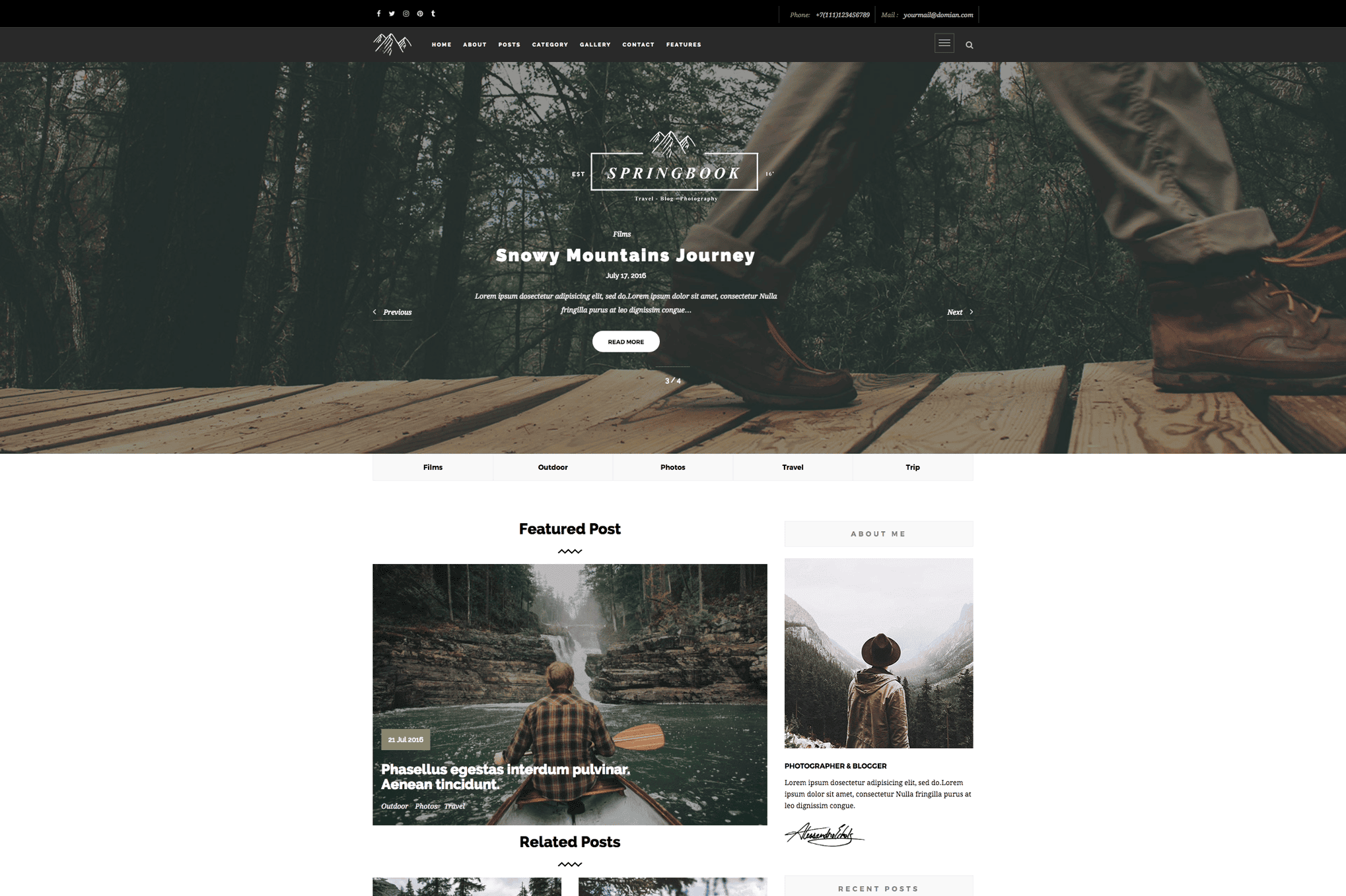 Download Springbook - Responsive WordPress Blog Travel Photography Theme GPL WordPress Plugin