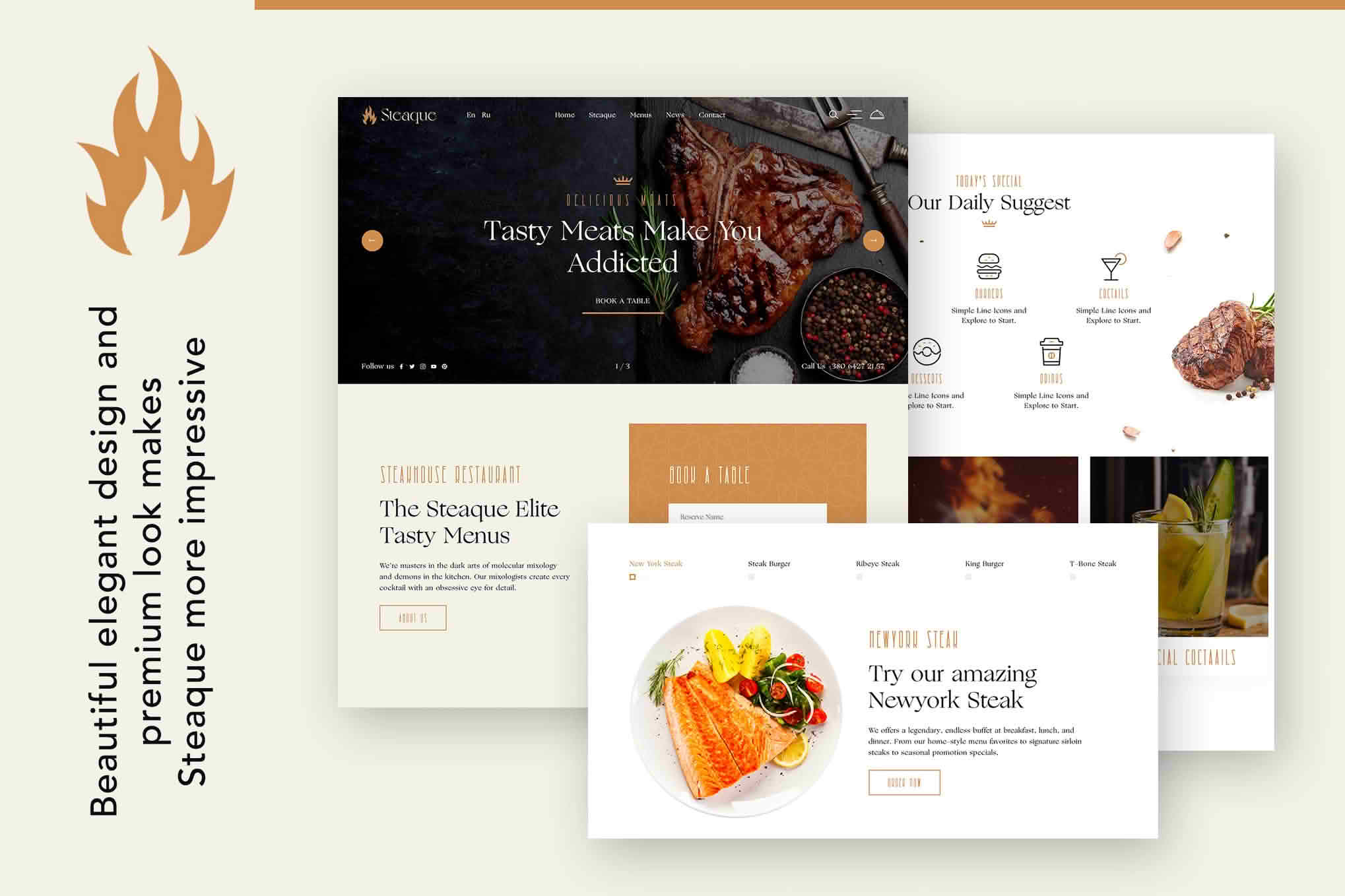 Download Steaque | Restaurant and Cocktail Bar WordPress Theme GPL WordPress Plugin