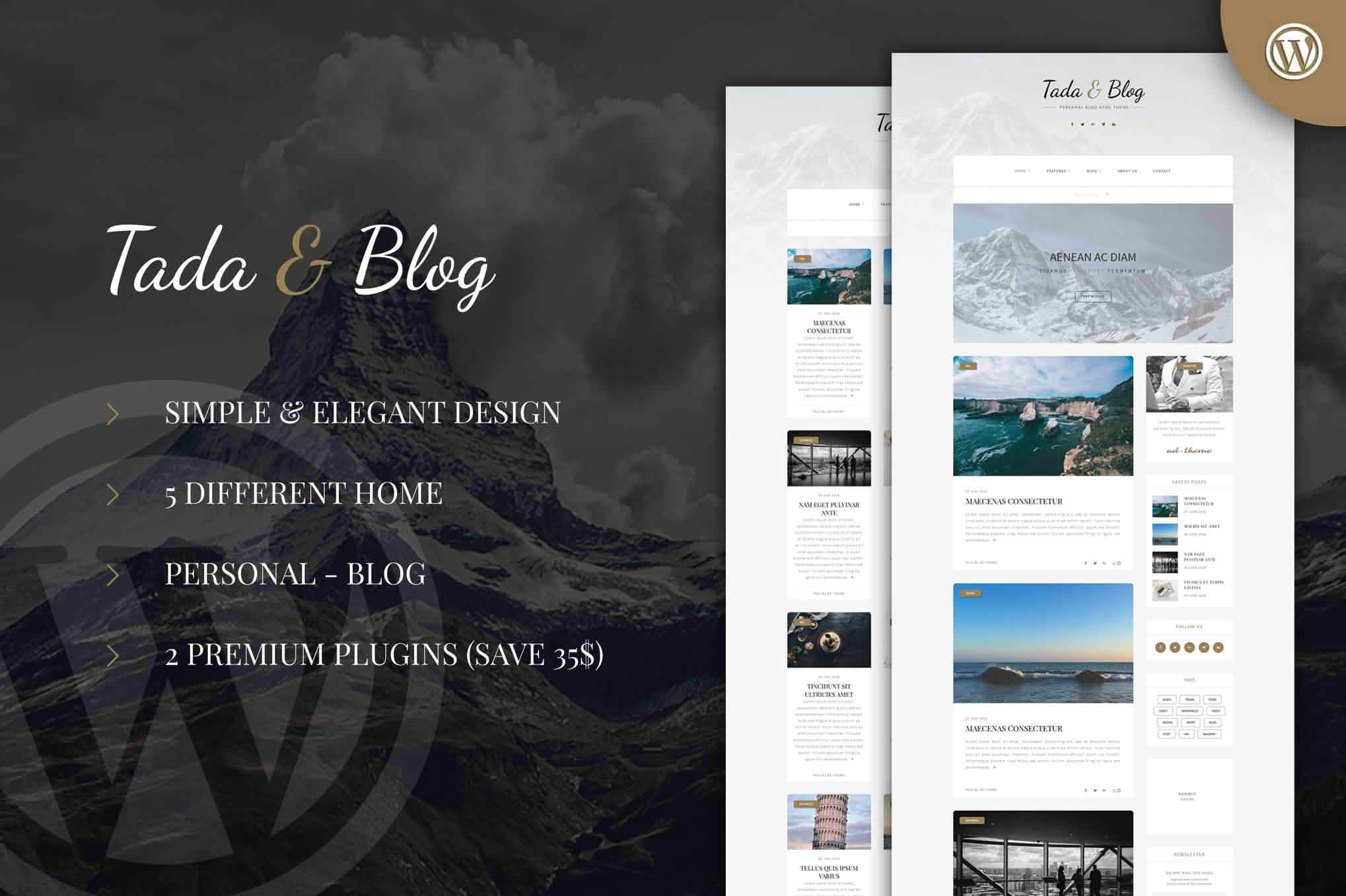 Download Tada & Blog - Personal WordPress Theme GPL WordPress Plugin