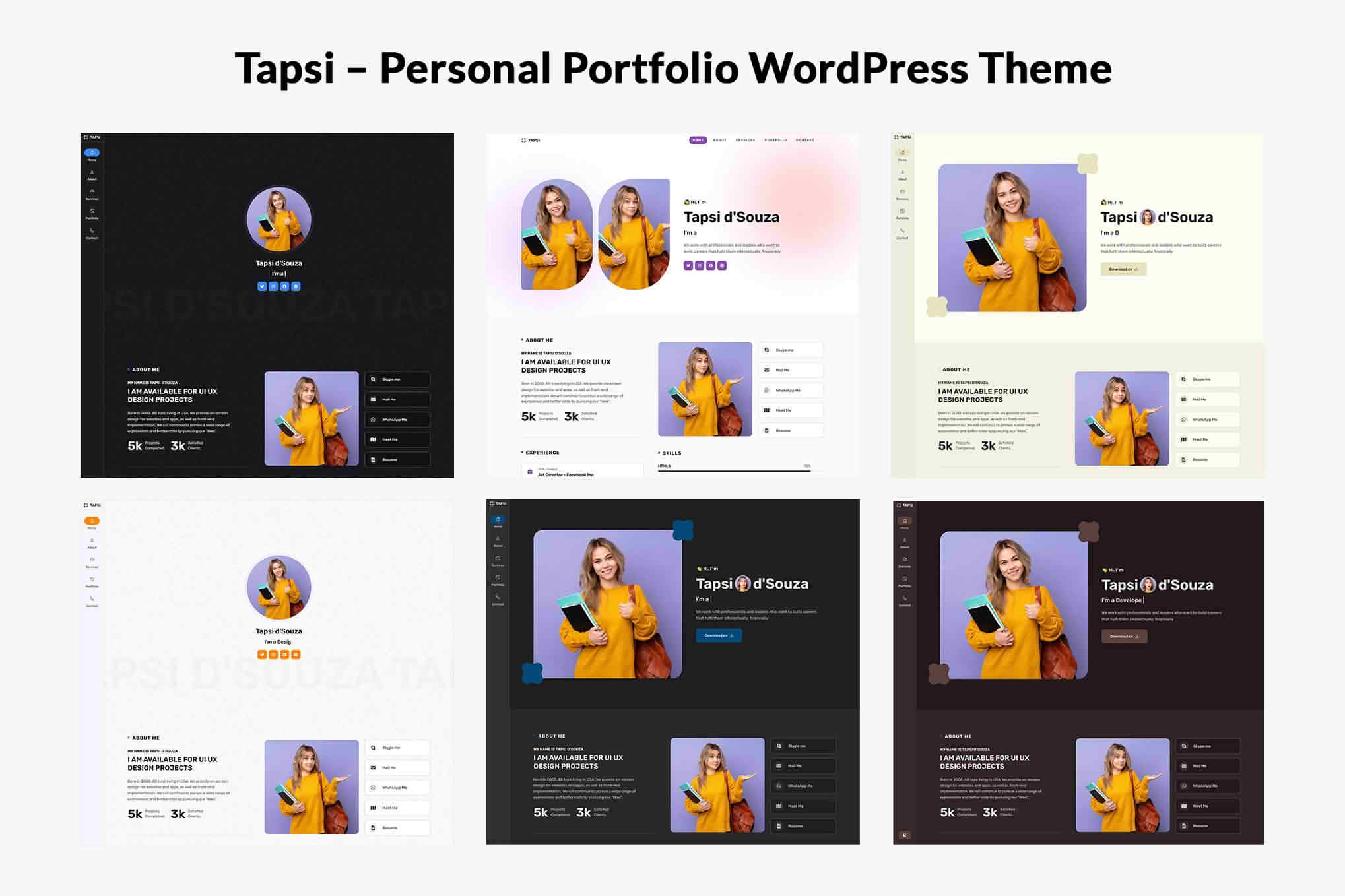 Download Tapsi – Personal Portfolio WordPress Theme GPL WordPress Plugin