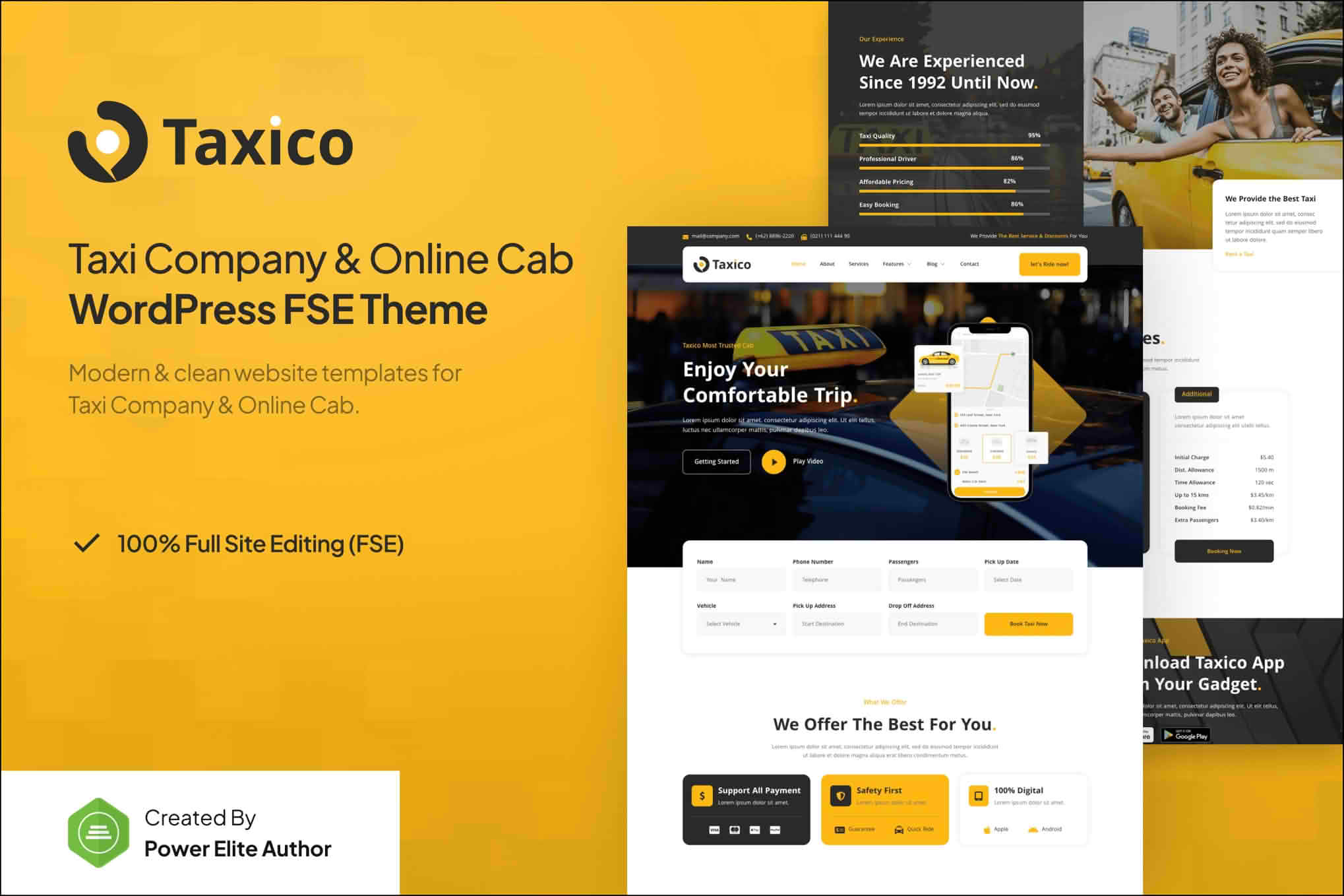 Download Taxico – Taxi Company & Online Cab Service FSE WordPress Theme GPL WordPress Plugin