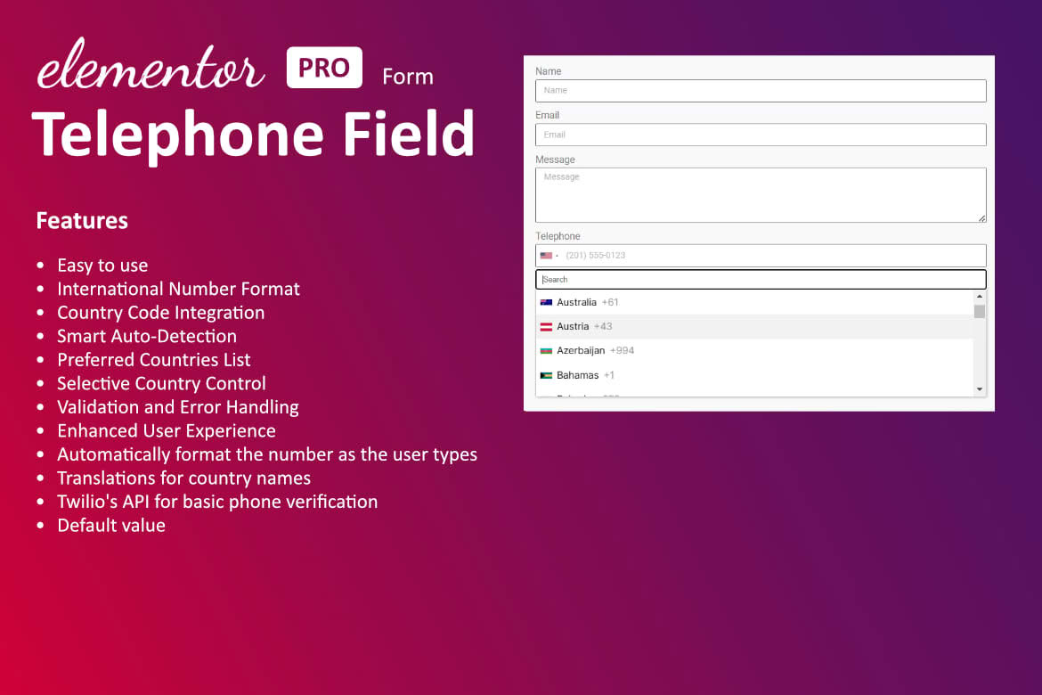 Download Telephone Field for Elementor form