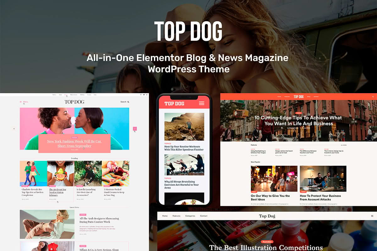 Download Top Dog - All-in-One Elementor Blog & Magazine WordPress Theme GPL WordPress Plugin