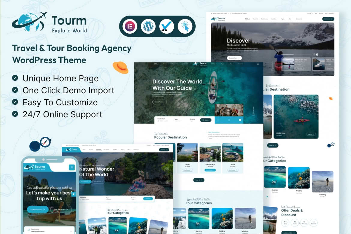 Download Tourm- Travel & Tour Booking Agency WordPress Theme GPL WordPress Plugin