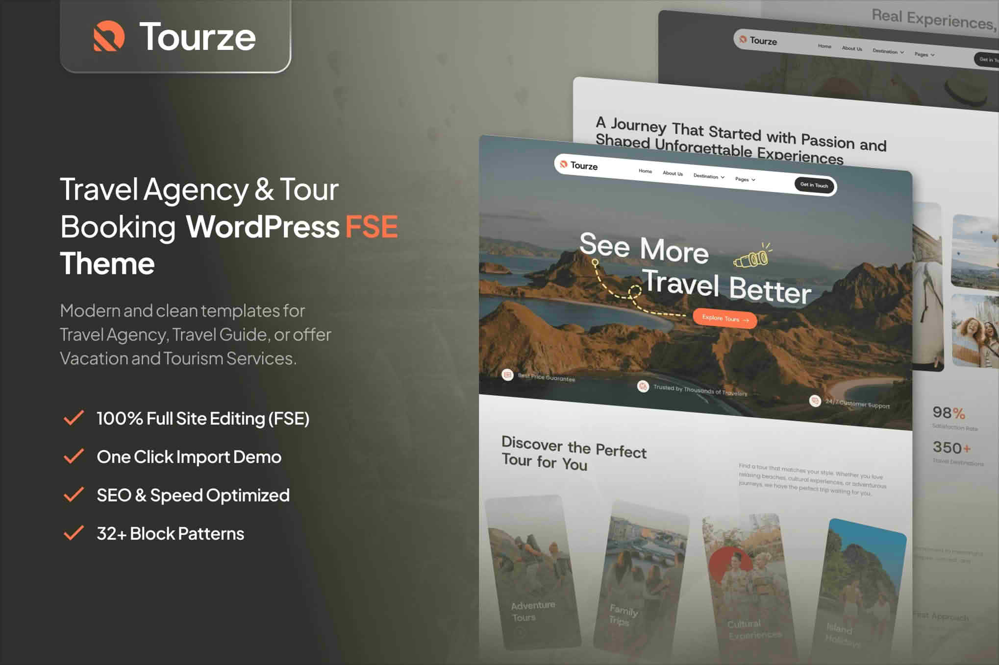 Tourze – Tour & Travel Agency Gutenverse FSE WordPress Block Theme