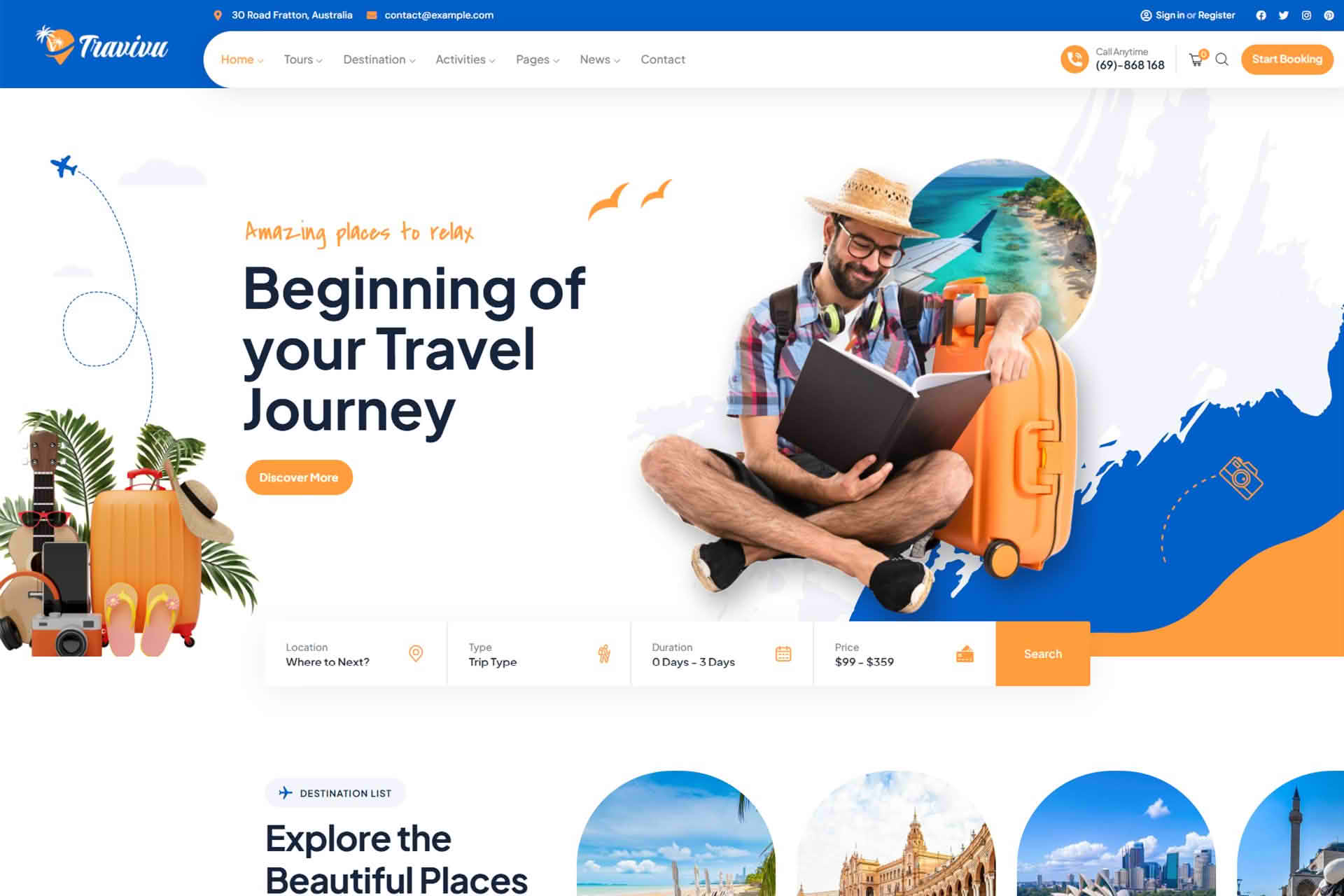 Download Travivu - Travel & Tour Booking WordPress Theme GPL WordPress Plugin