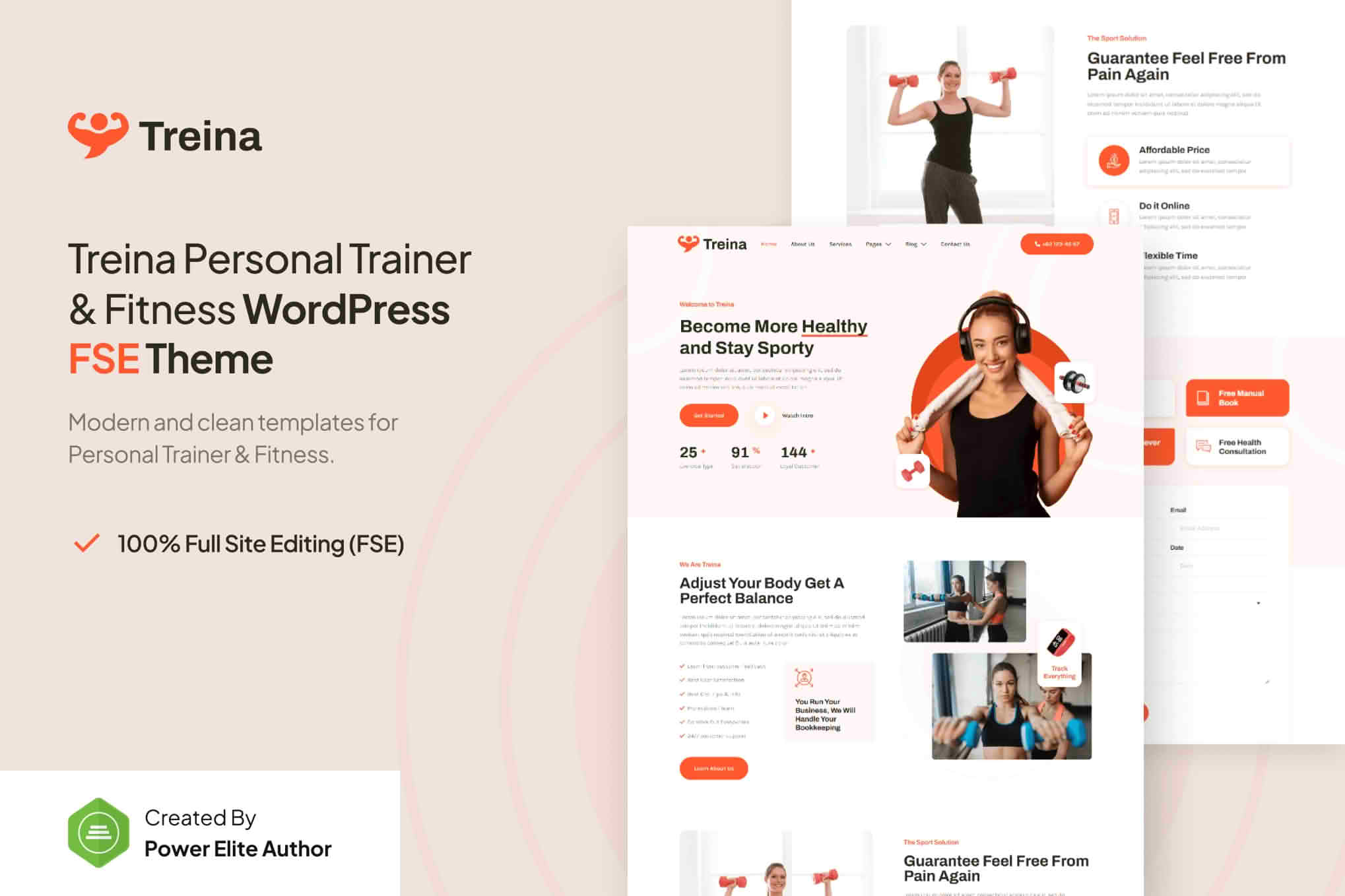 Download Treina – Personal Trainer & Fitness FSE WordPress Theme GPL WordPress Plugin