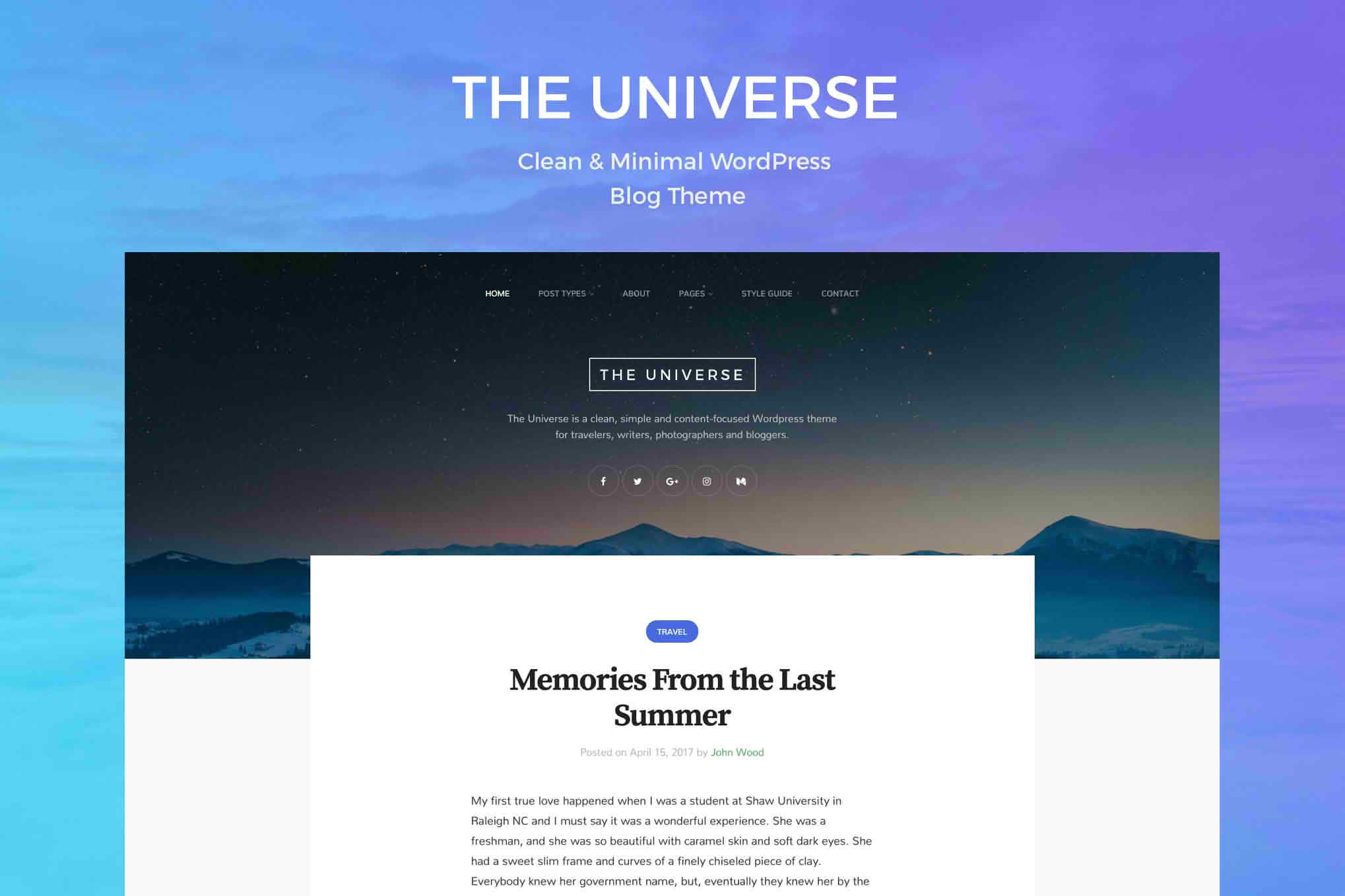 Download Universe - Clean & Minimal WordPress Blog Theme GPL WordPress Plugin