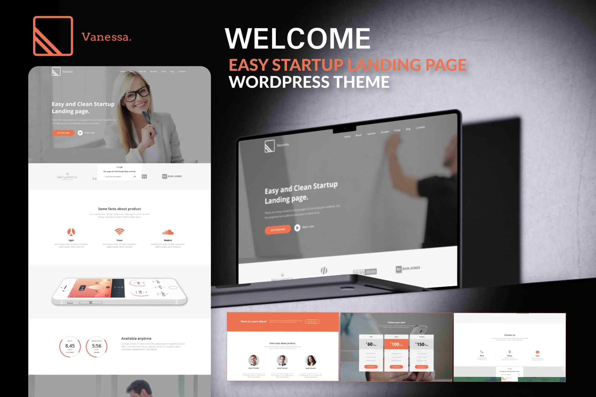 Download Vanessa - Easy Startup Landing Page WP Theme GPL WordPress Plugin