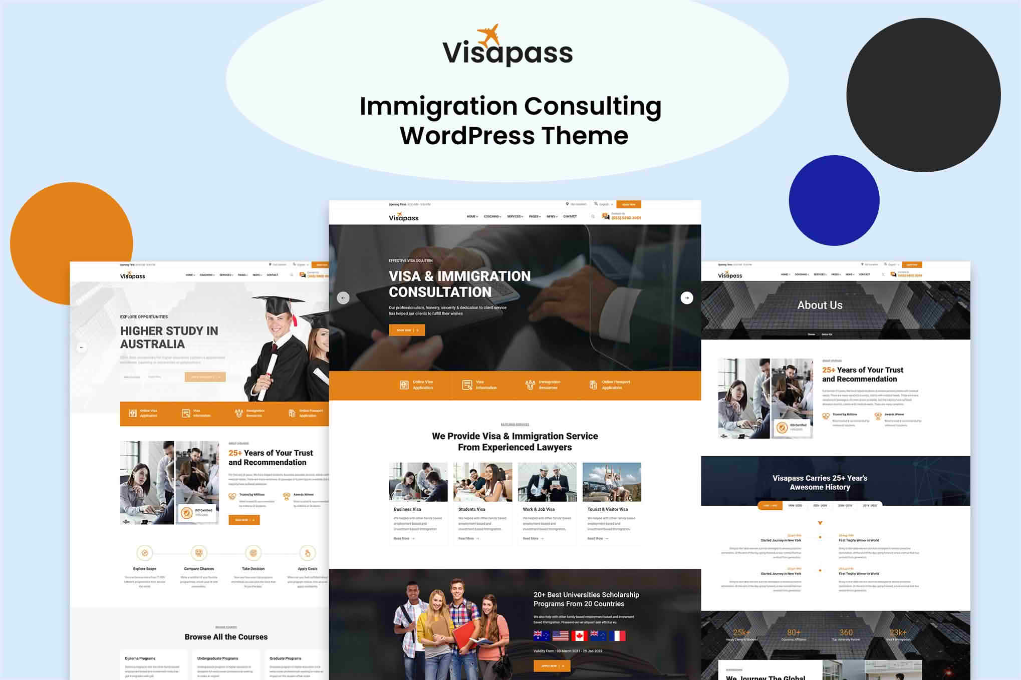 Download Visapass – Immigration Consulting WordPress Theme + RTL GPL WordPress Plugin