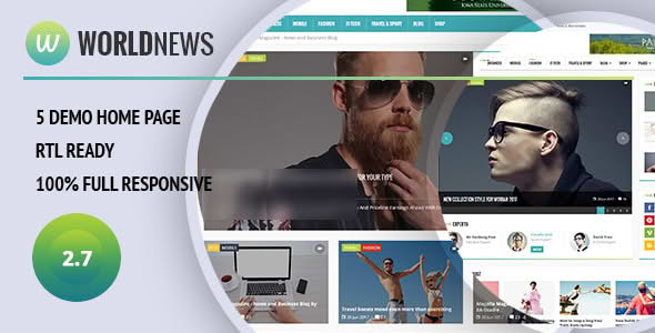 Download WorldNews - Magazine RTL Responsive WordPress Blog GPL WordPress Plugin