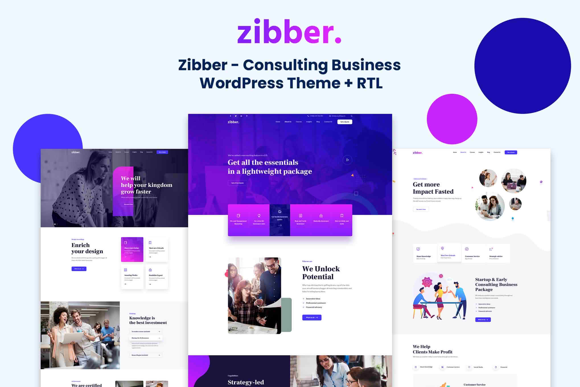 Download Zibber - Consulting Business WordPress Theme + RTL GPL WordPress Plugin