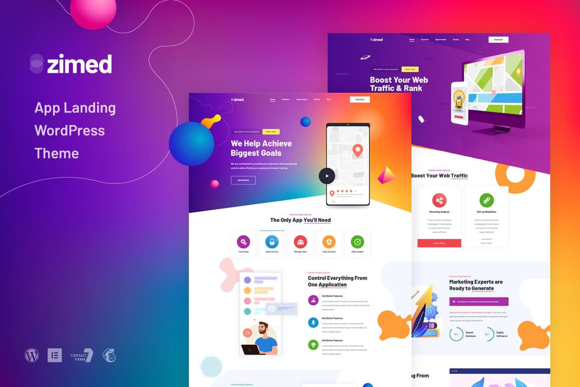 Download Zimed - App Landing WordPress Theme GPL WordPress Plugin